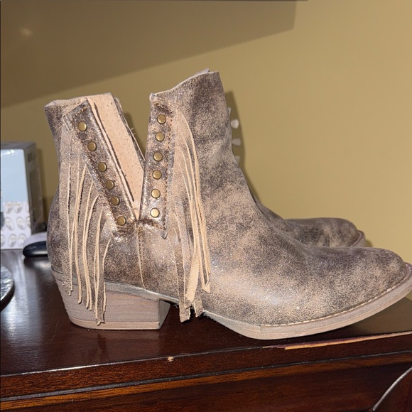Leather Fringe Ankle Boots - Picture 1 of 4